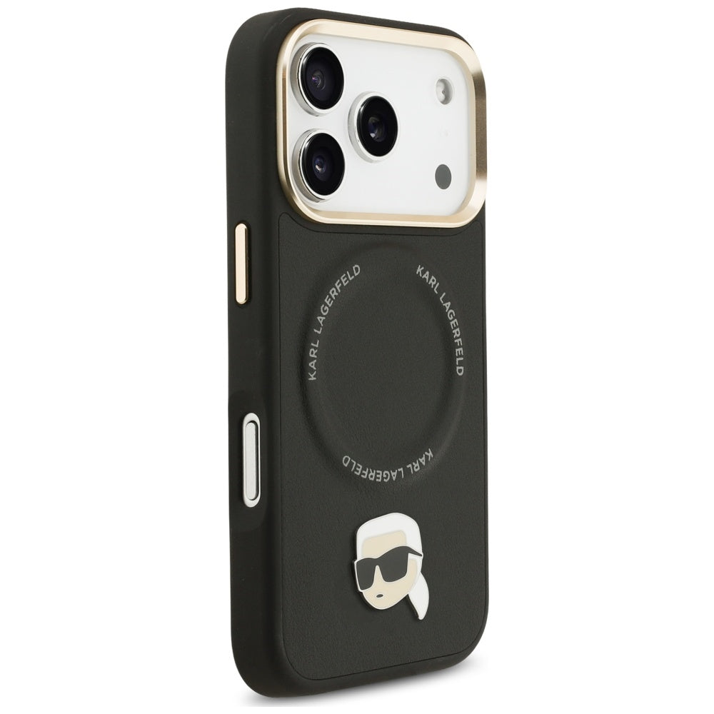 Karl Lagerfeld Big Strap Karl Metal Logo MagSafe Case til iPhone 17 Pro - sort