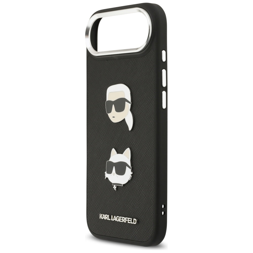 Karl Lagerfeld FW Grained Karl & Choupette Heads Pins & Logo iPhone Air Case - sort