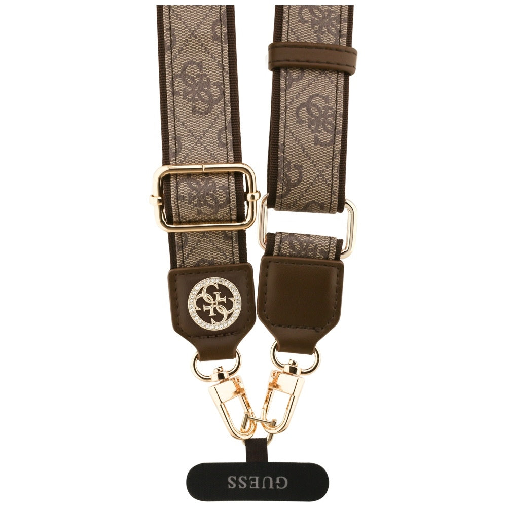 Guess Universal CBDY 4G Tether Patch Strass Metal Logo Telefon Lanyard - Brunt