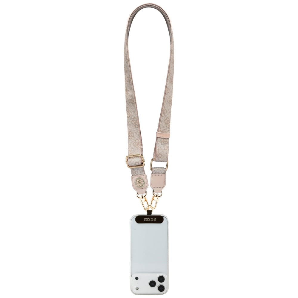 Guess Universal CBDY 4G Tether Patch Strass Metal Logo Telefon Lanyard - Pink