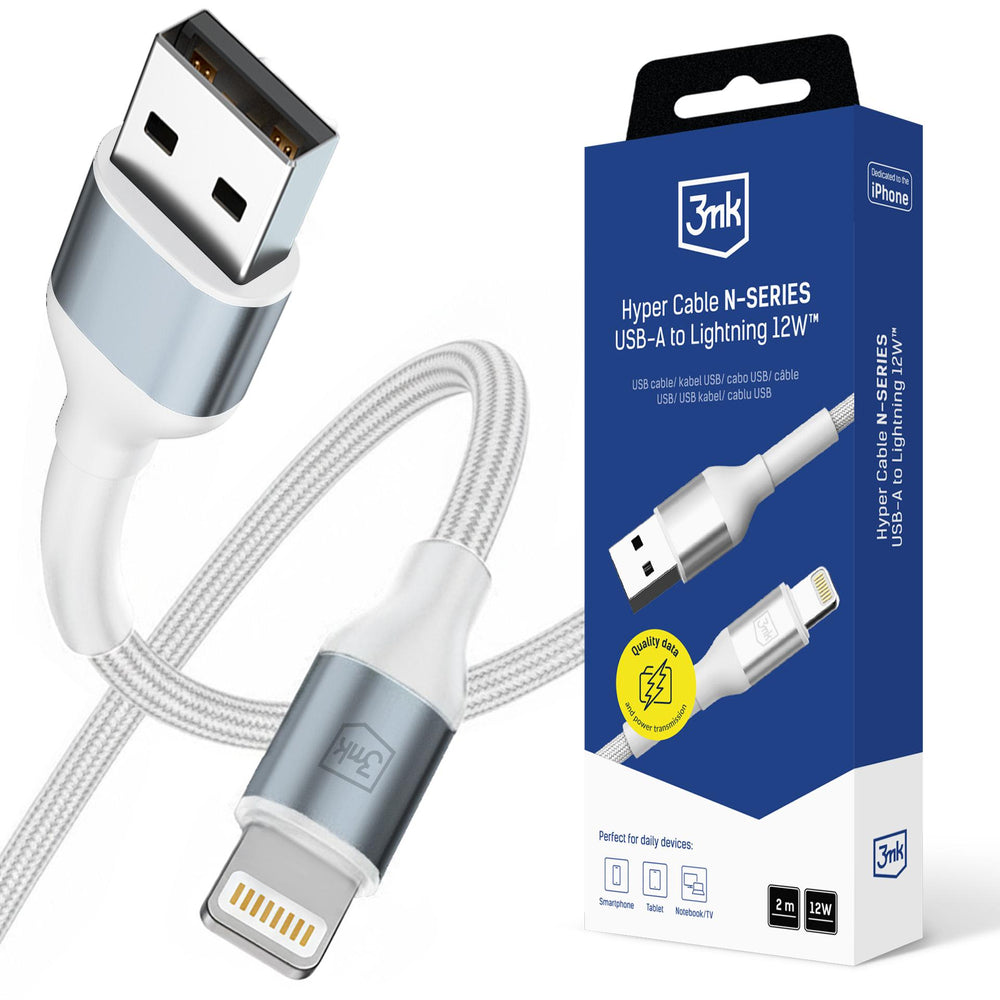 3mk 3mk Kabel 3mk Hyper Kabel N-SERIES USB-A / Lightning 2m 5V/2.4A 12W / hvid