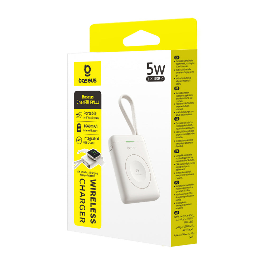 Baseus EnerFill FW11 5W Power Bank for Apple Watch with Built-in Cable - White