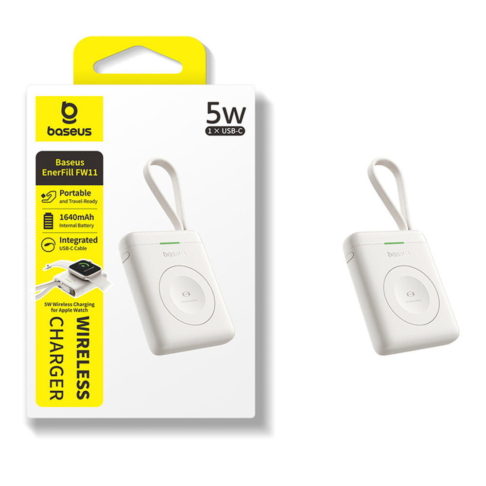 Baseus EnerFill FW11 5W Power Bank for Apple Watch with Built-in Cable - White