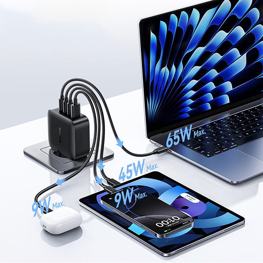 Baseus EnerFill FH11 GaN 140W Wall Charger 3xUSB-C + 1xUSB-A - Black