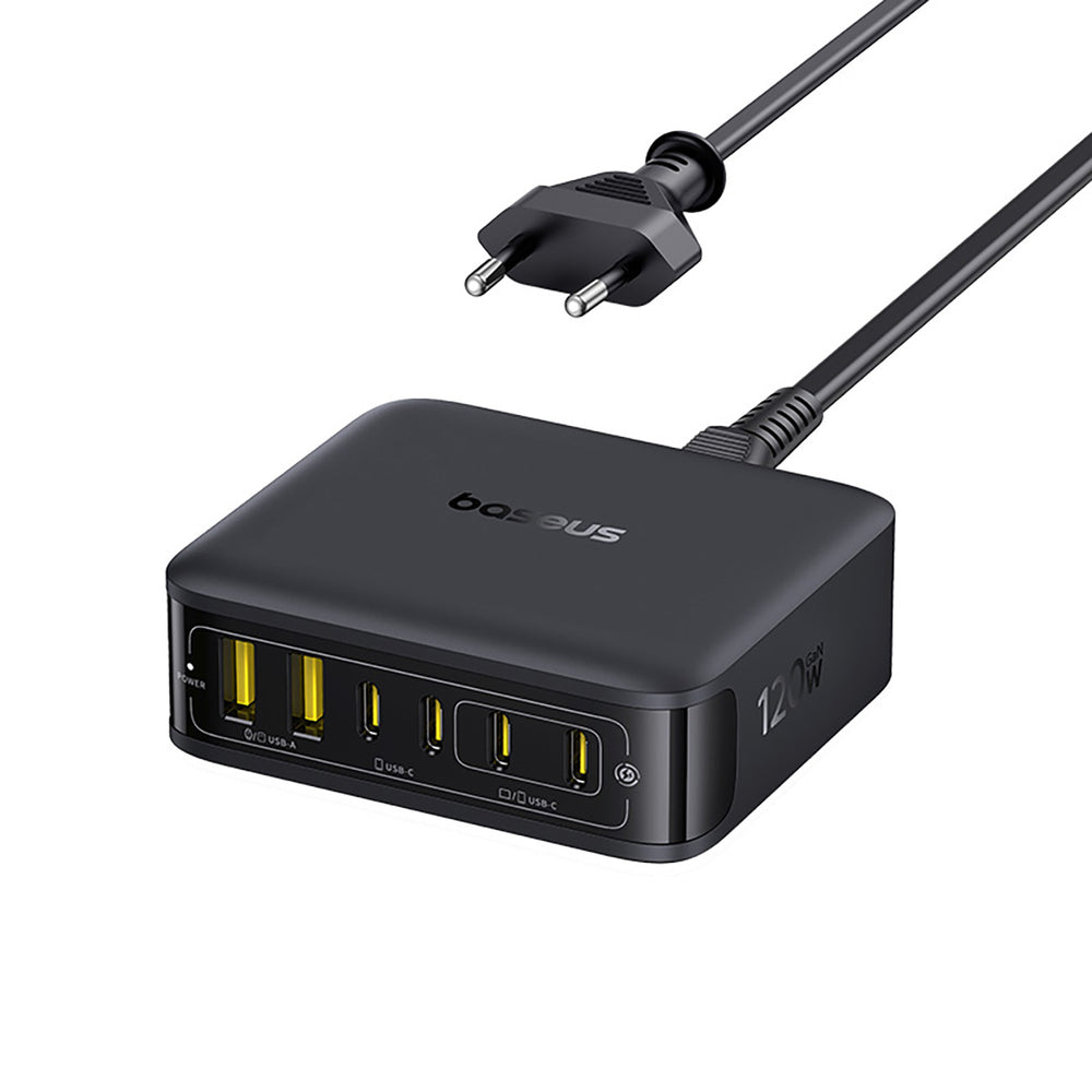 Baseus EnerFill FH21 120W Ladestation 4xUSB-C + 2xUSB-A - sort
