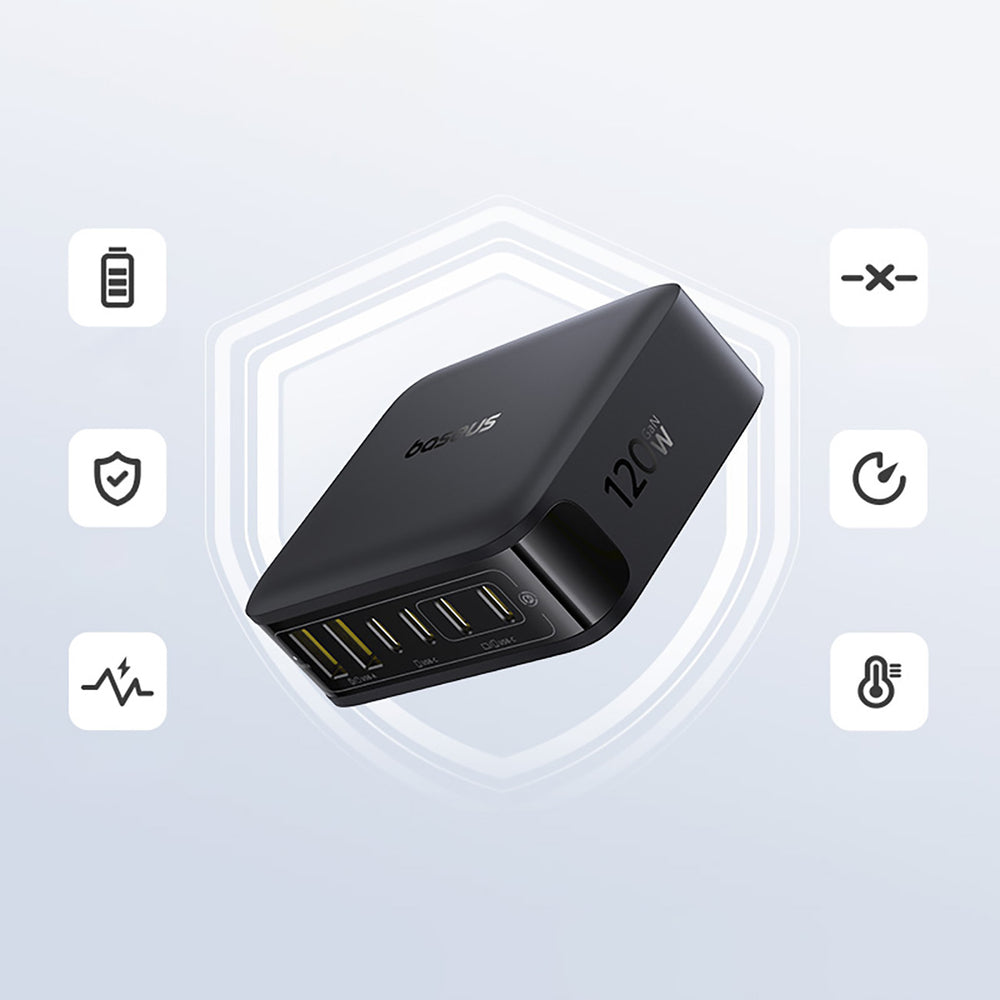 Baseus EnerFill FH21 120W Ladestation 4xUSB-C + 2xUSB-A - sort