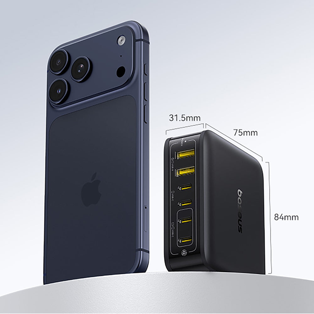 Baseus EnerFill FH21 120W Ladestation 4xUSB-C + 2xUSB-A - sort