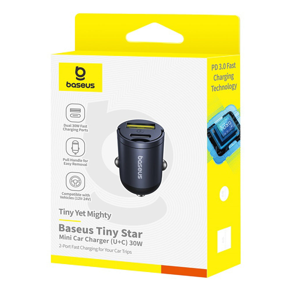 Baseus Tiny Star 30W USB-A USB-C Biloplader - sort