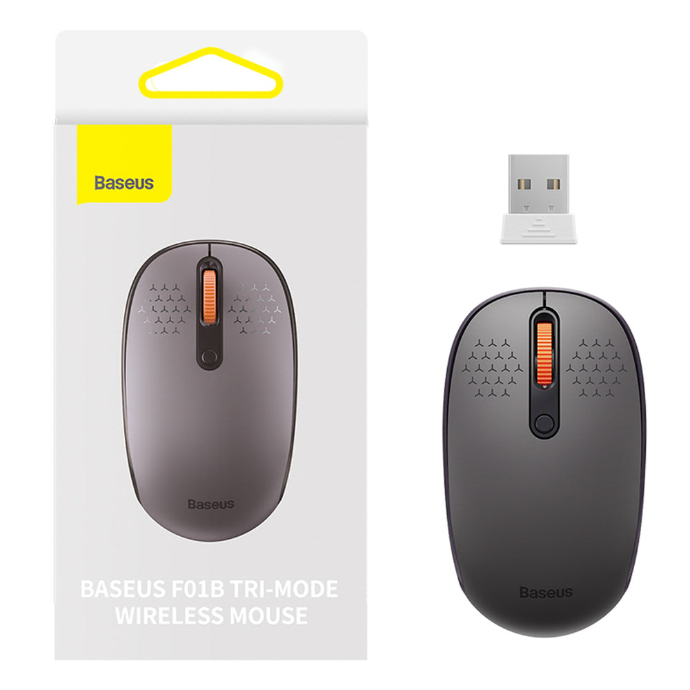 Baseus F01B 2.4GHz trådløs mus + Bluetooth 3.0 + 5.0 - Grå