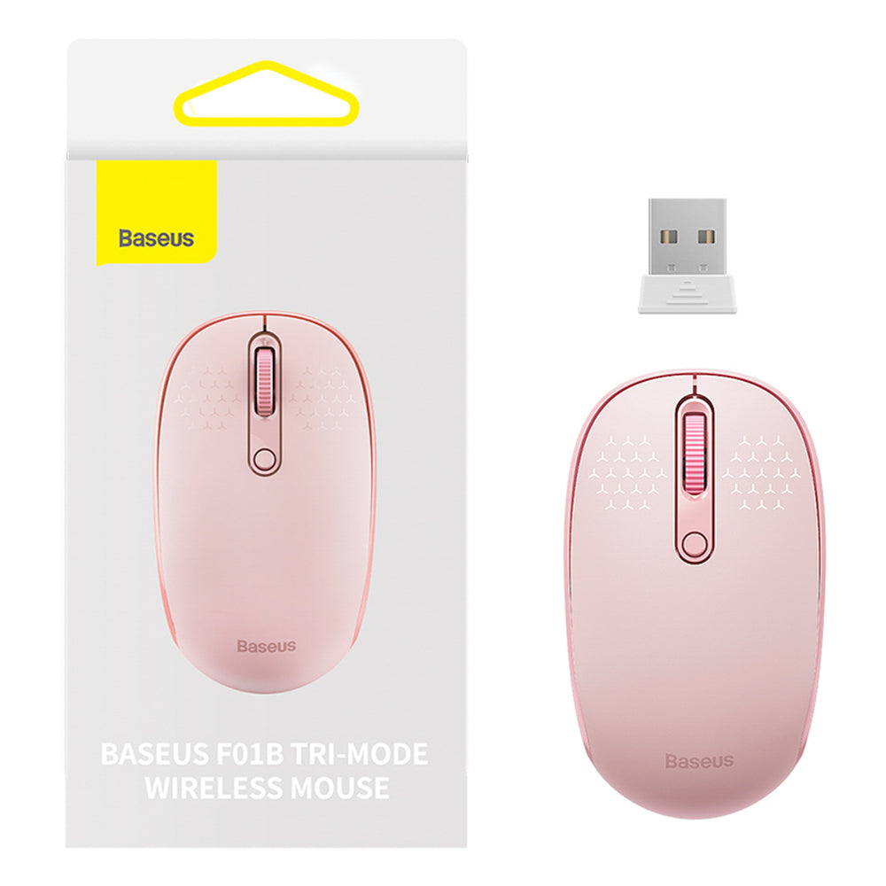 Baseus F01B 2.4GHz trådløs mus + Bluetooth 3.0 + 5.0 - Pink