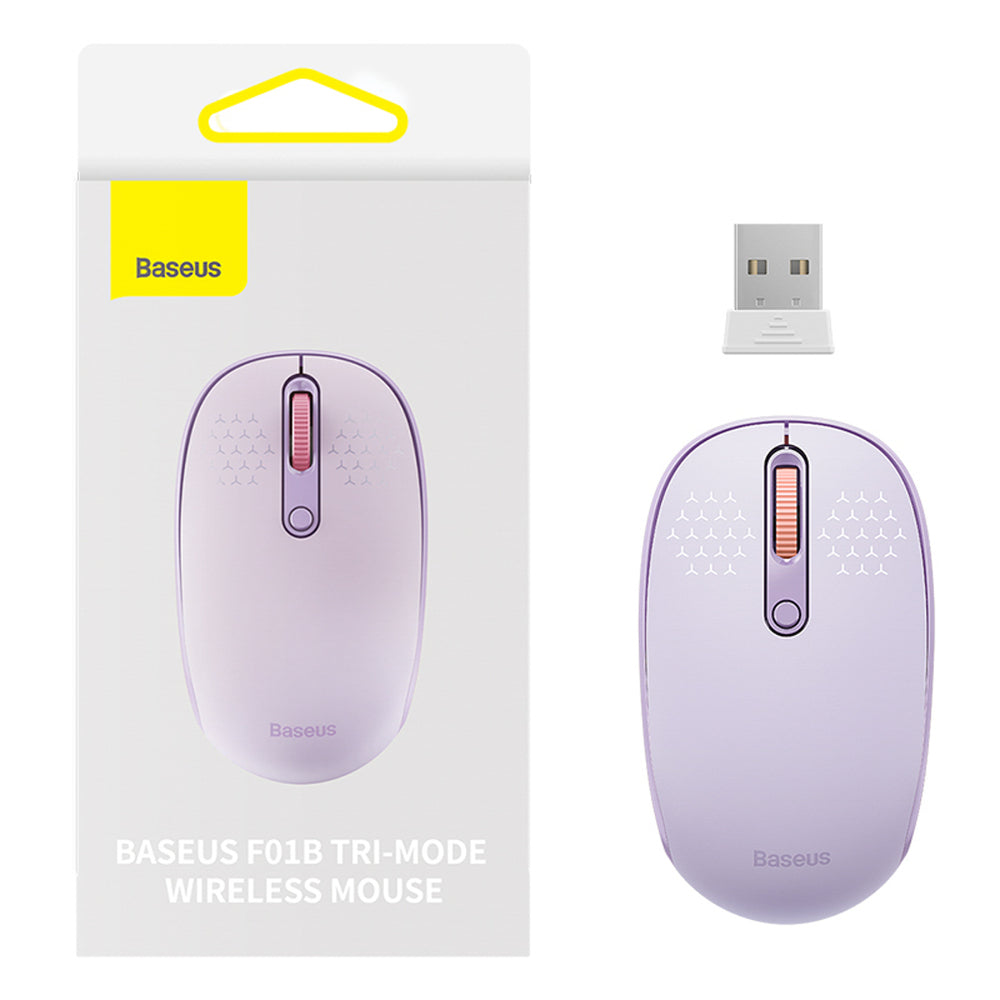 Baseus F01B 2.4GHz trådløs mus + Bluetooth 3.0 + 5.0 - Purple