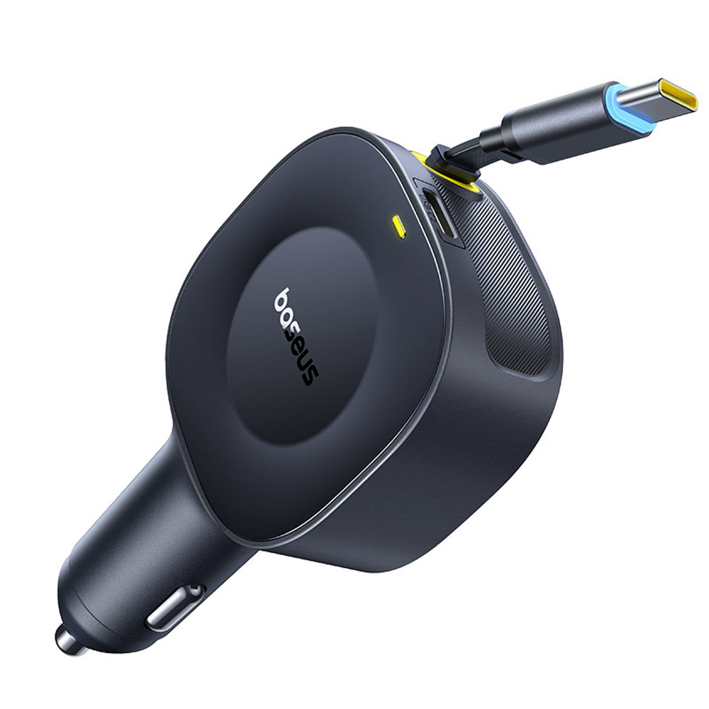 Baseus PrimeTrip VR2 30W Car Charger with Retractable USB-C Cable - Black