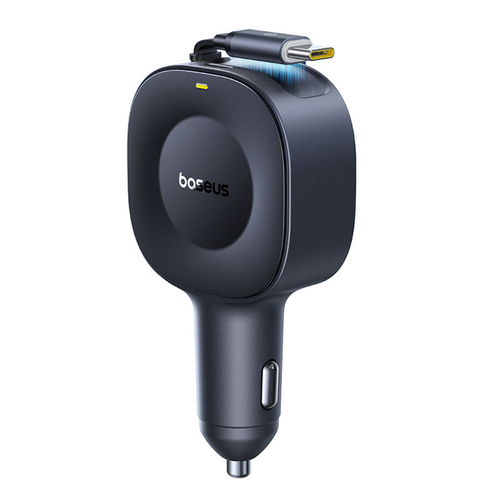 Baseus PrimeTrip VR2 30W Car Charger with Retractable USB-C Cable - Black