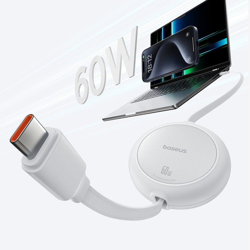 Baseus Free2Pull 60W USB-C Retractable Cable - USB-C 1m - White