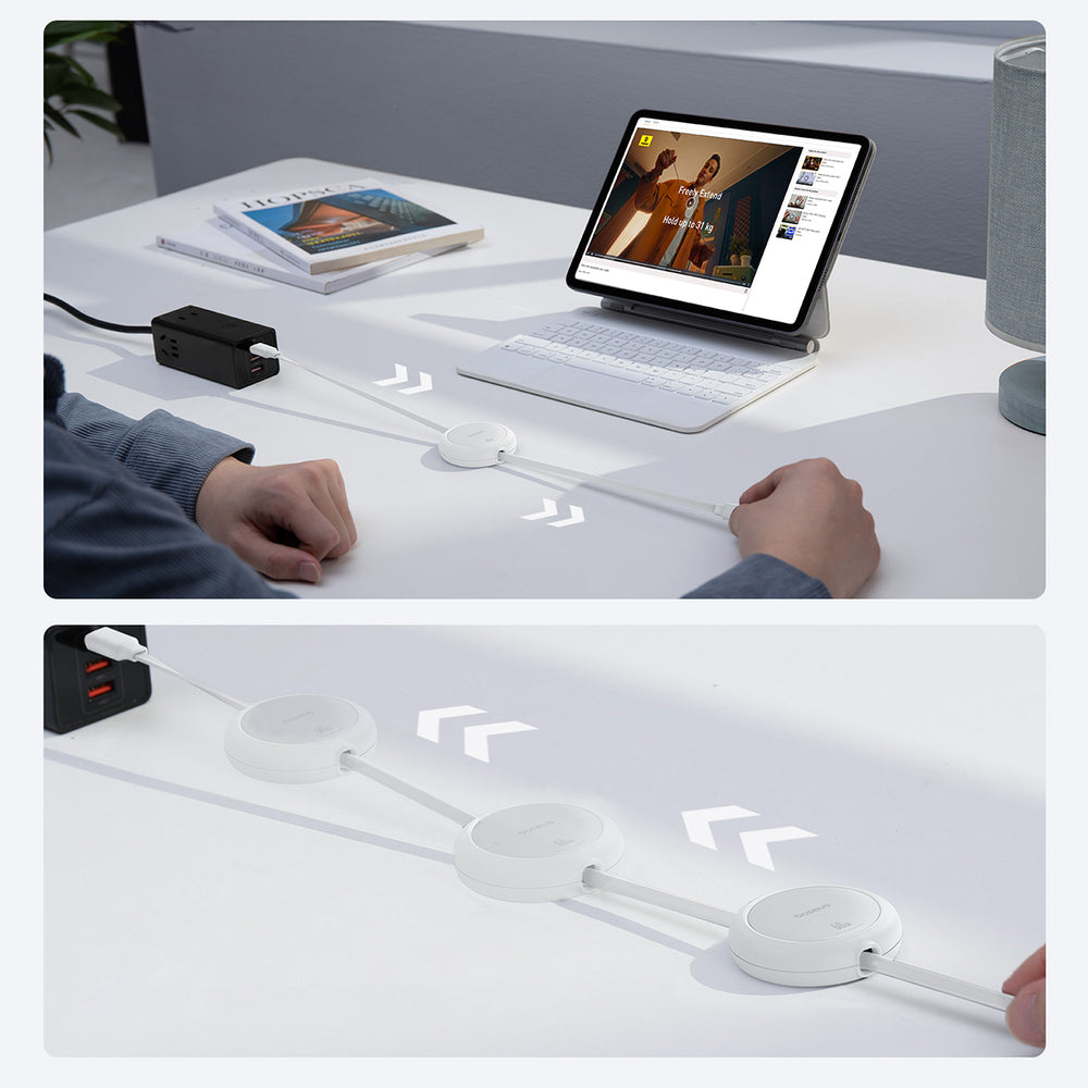 Baseus Free2Pull 60W USB-C Retractable Cable - USB-C 1m - White
