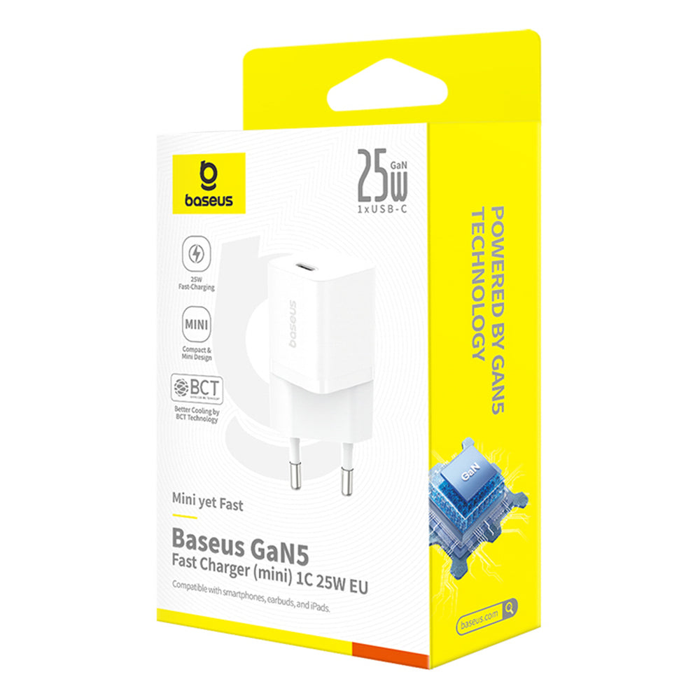Baseus GaN5 25W USB-C Wall Charger - White