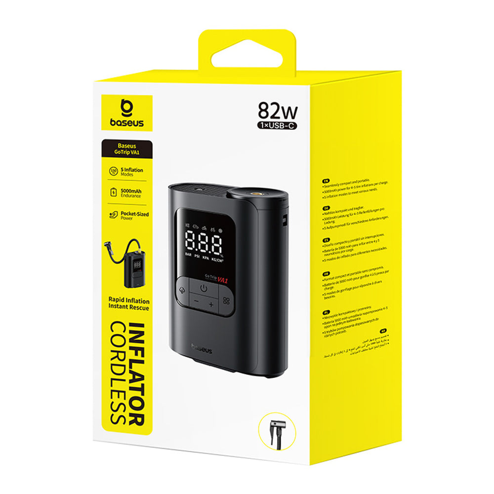 Baseus GoTrip VA1 Super Mini Wireless Air Compressor with 3 Tips - Black