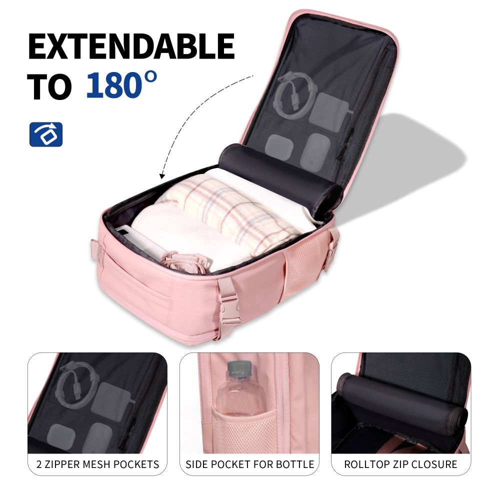 Tech-Protect Defender S50 rygsæk til Ryanair & Wizzar, 20L Laptop - Pink