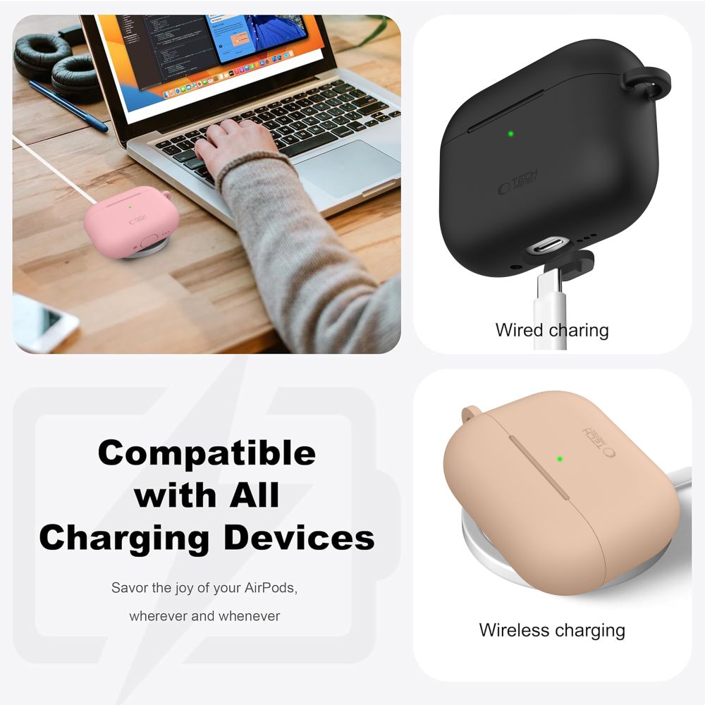 Tech-Protect Silicone Hook Case til AirPods Pro - Grå