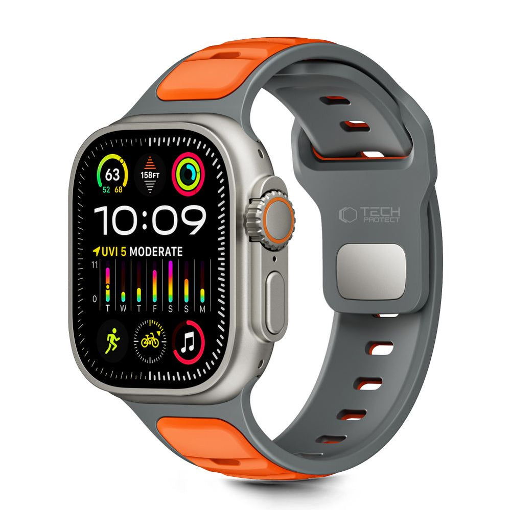 Tech-Protect IconBand Line Strap til Apple Watch 44 / 45 / 46 / 49 mm - Grå-Orange