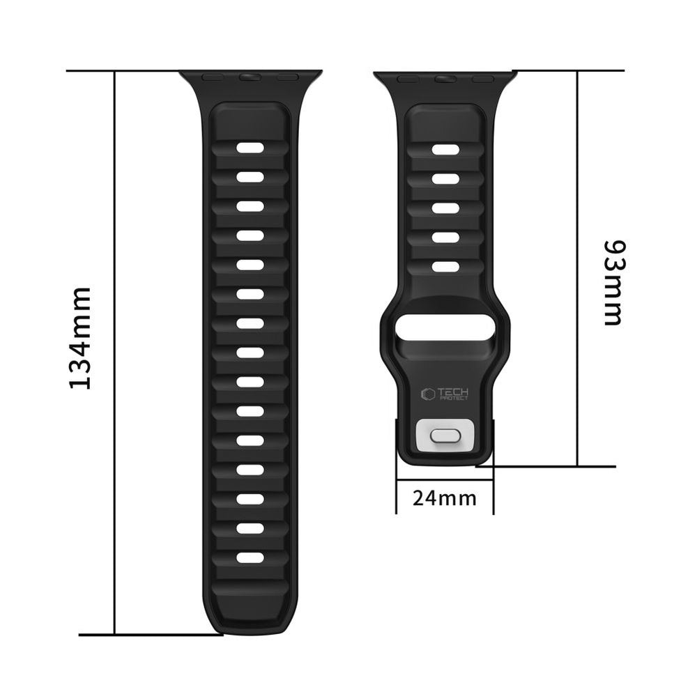 Tech-Protect IconBand Line Strap til Apple Watch 44 / 45 / 46 / 49 mm - sort og grøn