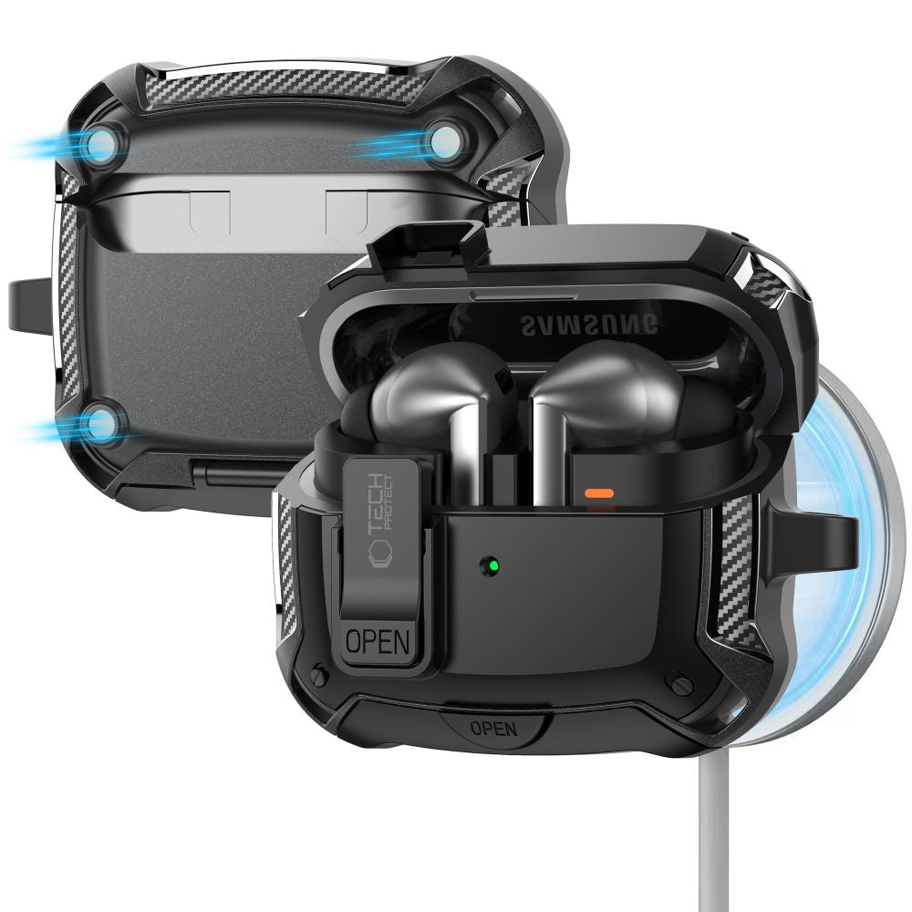 Tech-Protect Silicone Hook Case til Samsung Galaxy Buds 3 / 3 FE / 3 Pro - sort