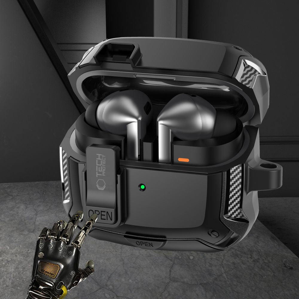 Tech-Protect Silicone Hook Case til Samsung Galaxy Buds 3 / 3 FE / 3 Pro - sort