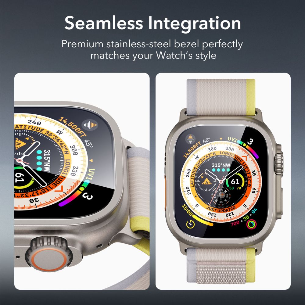 ESR Armorite 2-pakke hærdet glas til Apple Watch Ultra 49mm - Titanium