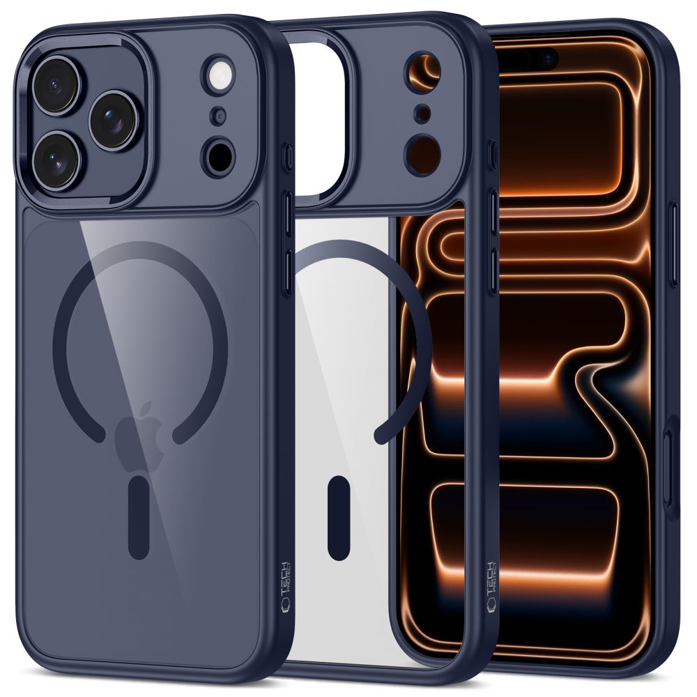 Tech-Protect MagMat MagSafe Case til iPhone 17 Pro - Gennemsigtig Navy Blue