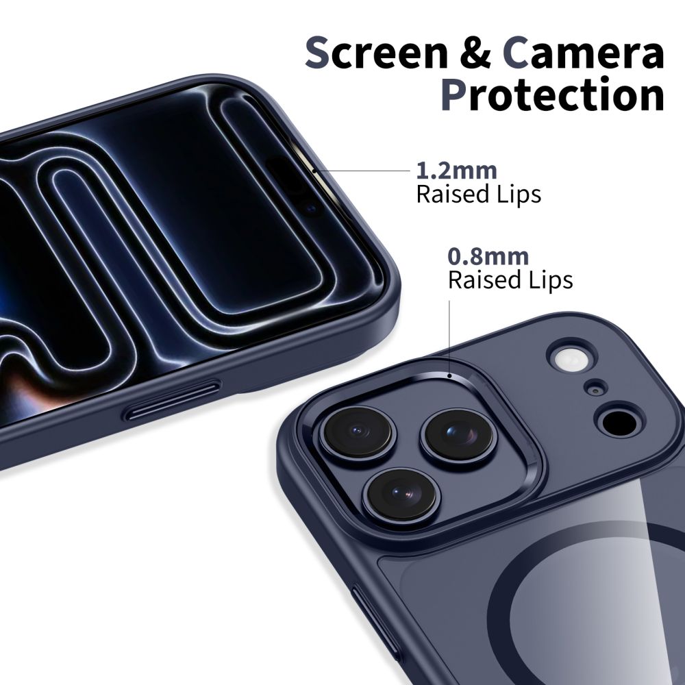 Tech-Protect MagMat MagSafe Case til iPhone 17 Pro - Gennemsigtig Navy Blue