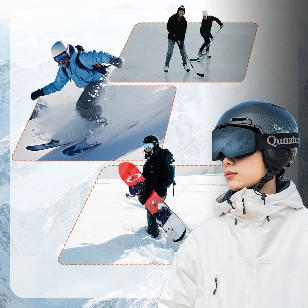 Qunature 10130003004 Skihjelm med øremasker, snowboard størrelse M - sort