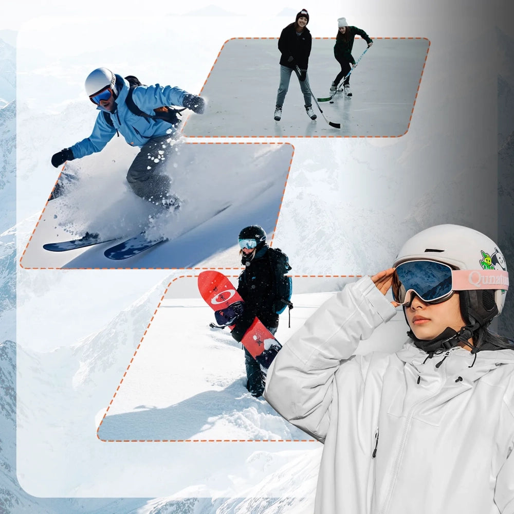 Qunature 10130003005 Skihjelm med ørepropper Panda Snowboard til børn størrelse M - hvid