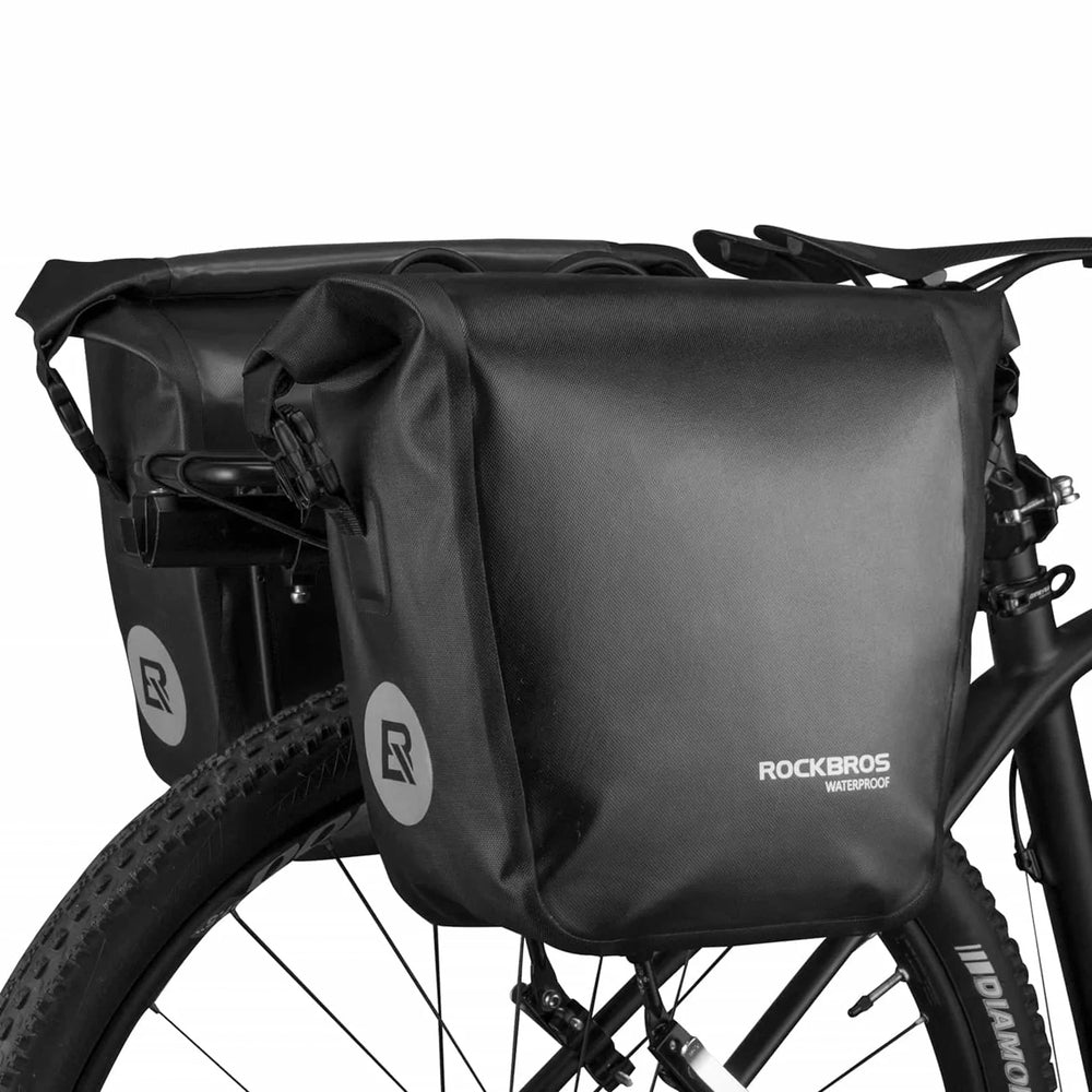 Rockbros AS-003-1BK vandtæt cykeltaske med skulderrem, monteret foran/bagsiden, 10-14l - sort