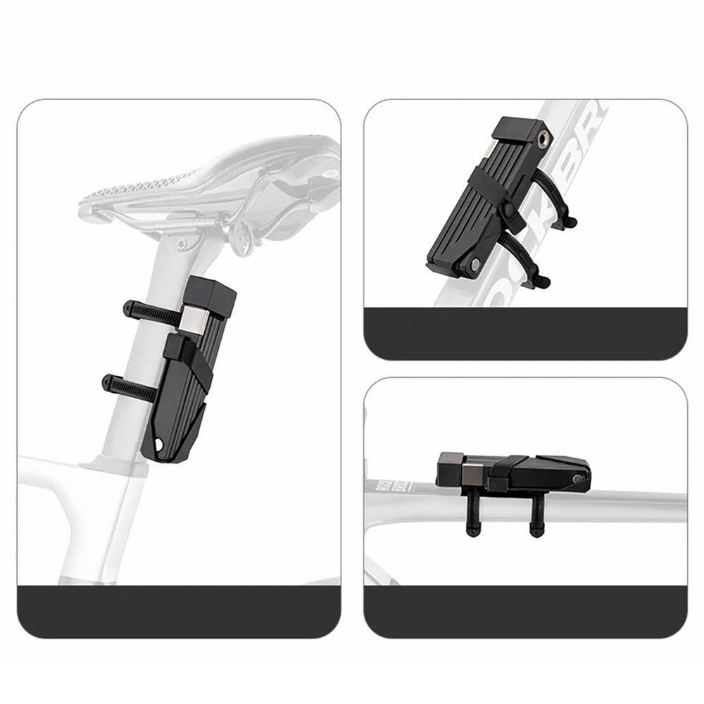 Rockbros 32140003001 foldable bicycle lock with key and handle, 88cm - black