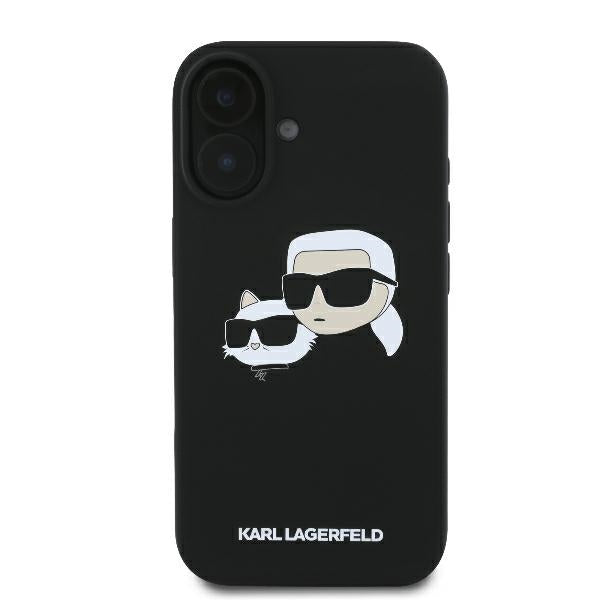 Karl Lagerfeld Silicone Nauble Heads Print MagSafe Case til iPhone 16 - sort