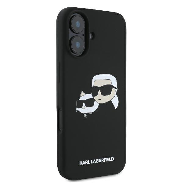 Karl Lagerfeld Silicone Nauble Heads Print MagSafe Case til iPhone 16 - sort