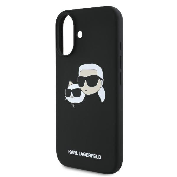Karl Lagerfeld Silicone Nauble Heads Print MagSafe Case til iPhone 16 - sort