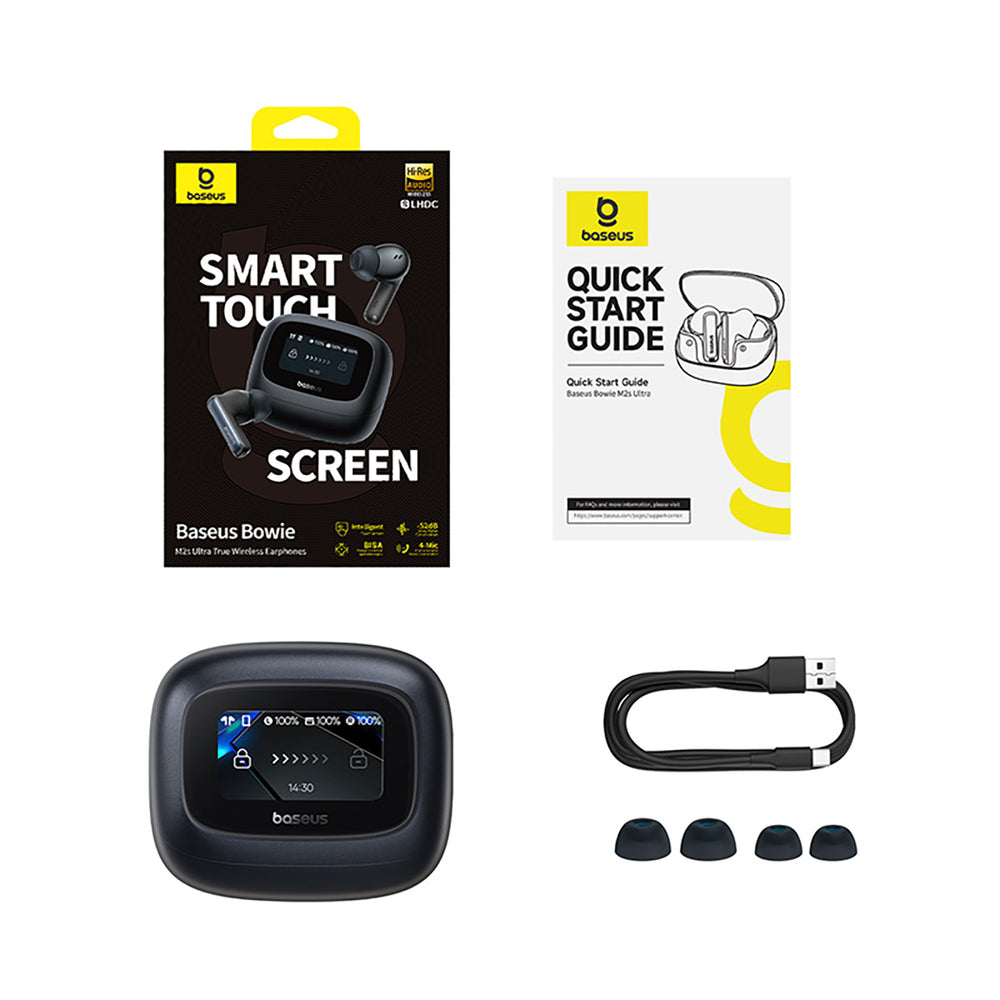 Baseus Bowie M2s Ultra TWS trådløse in-ear hovedtelefoner med interaktiv skærm - sort