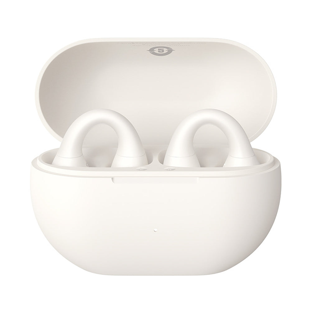 Baseus Bass 15 Clip OWS Wireless Headphones with Baseus Simple USB-C 3A 30cm Cable - White