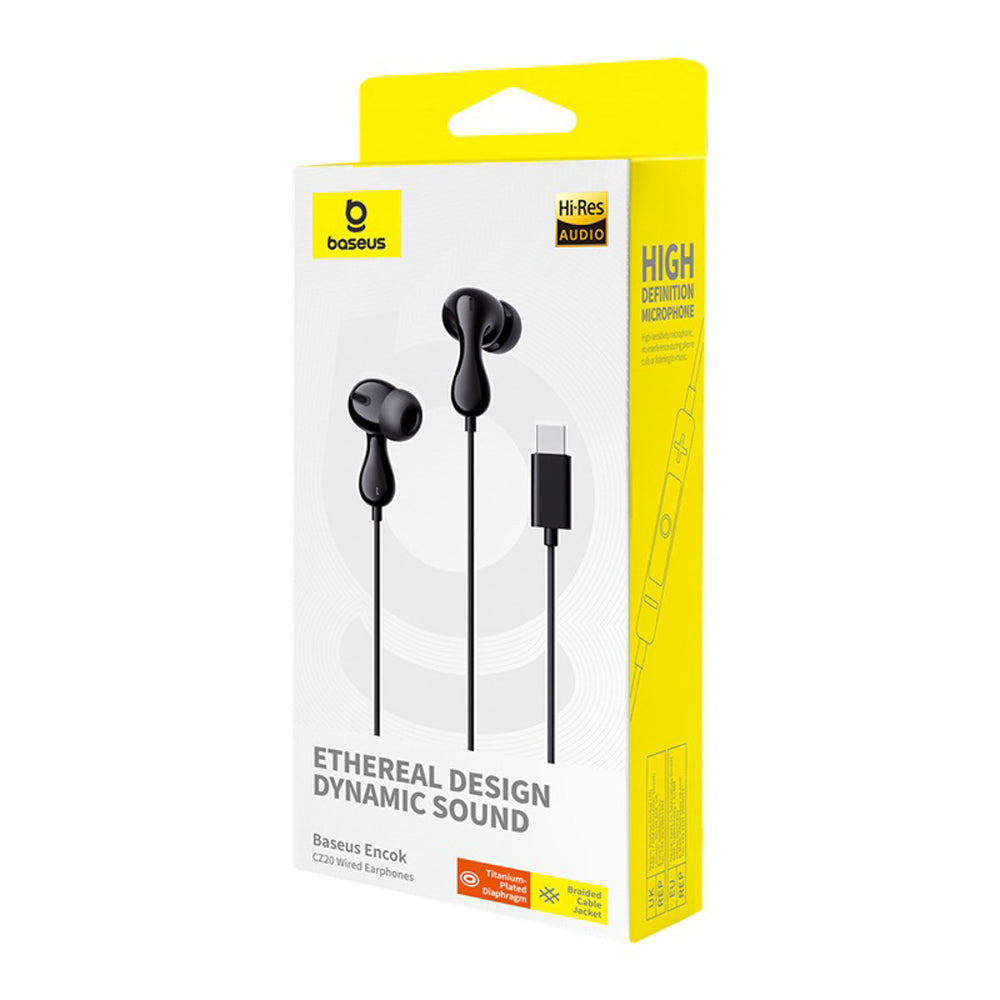 Baseus Encok CZ20 In-Ear Wired USB-C Headphones - Black