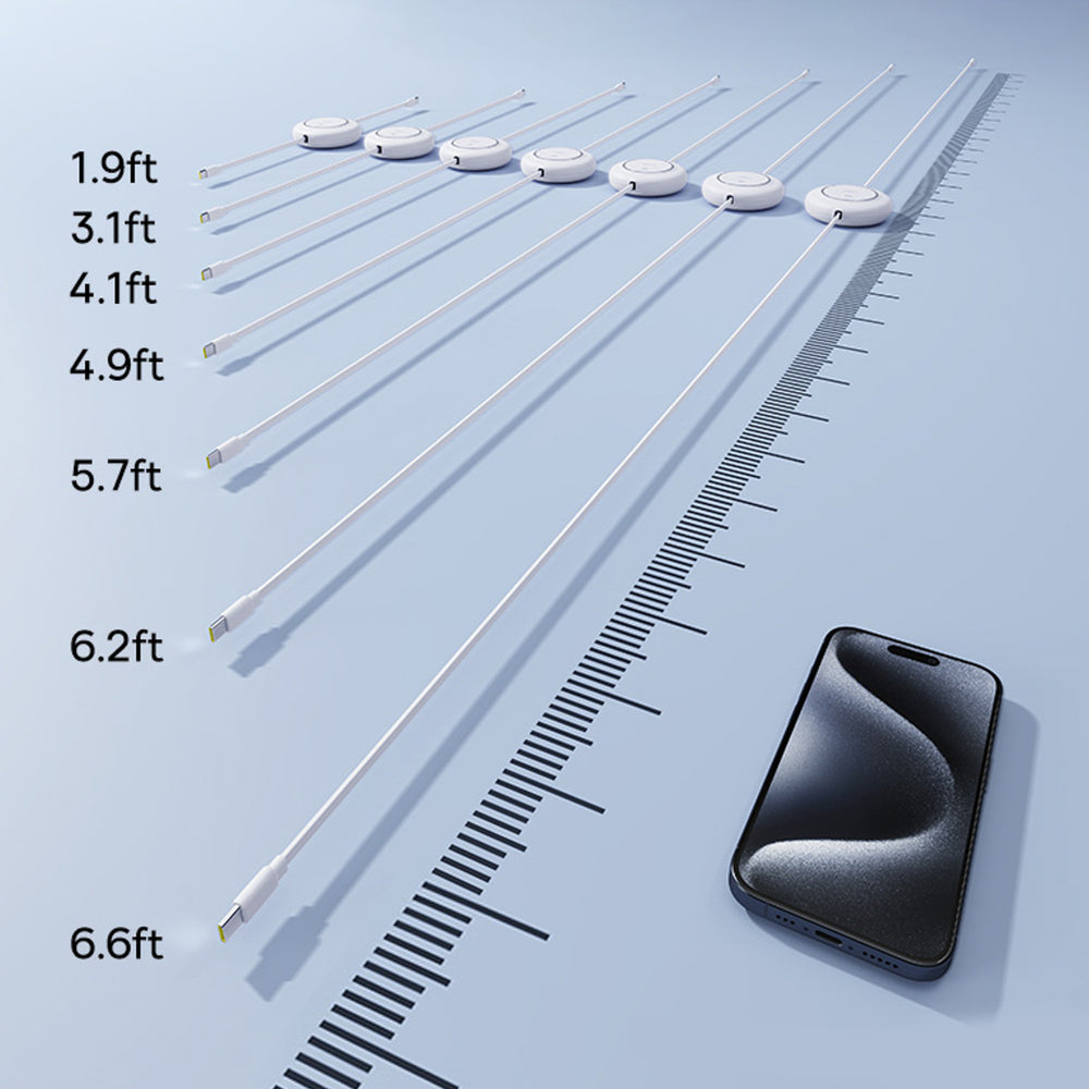 Baseus Free2Pull Mini 100W Retractable USB-C-kabel - USB-C 2m - hvid