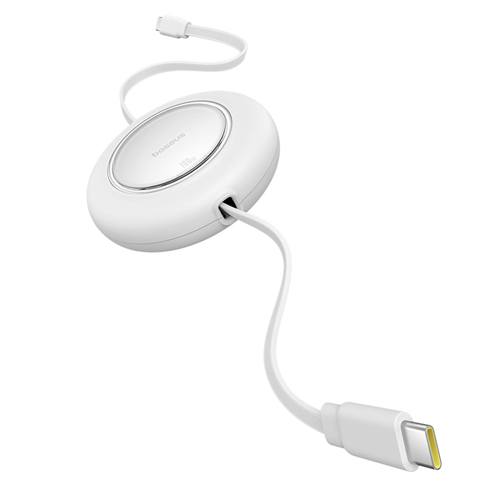 Baseus Free2Pull Mini 100W Retractable USB-C-kabel - USB-C 2m - hvid