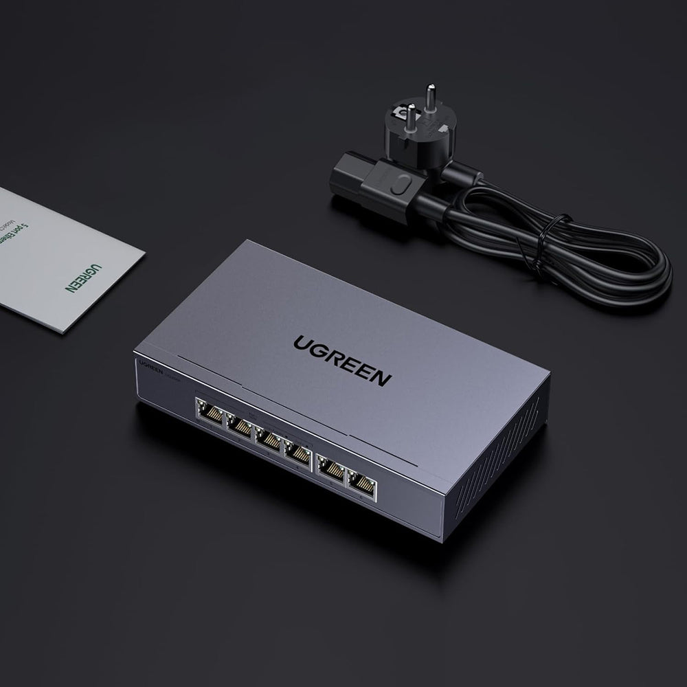 Switch Ugreen 6-Port 1Gb/s Ethernet Switch med PoE - Grå