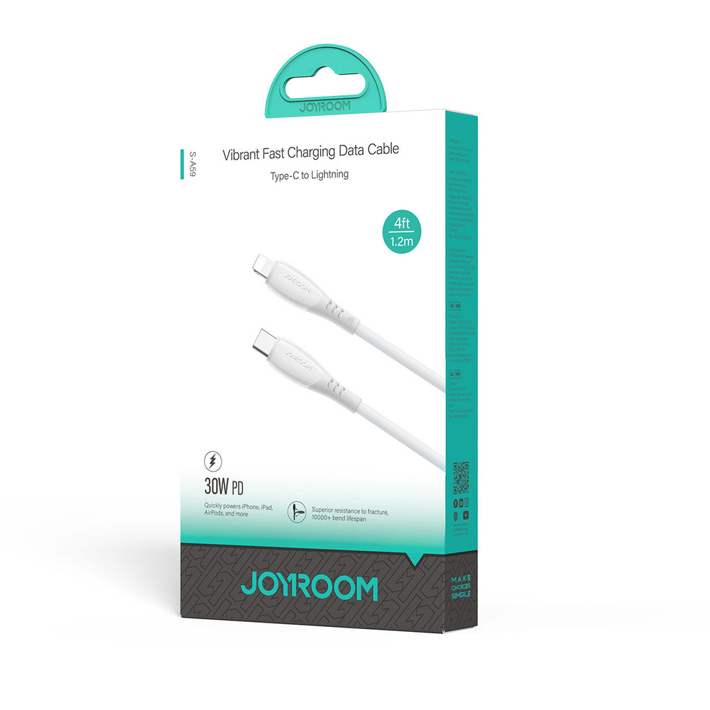Joyroom S-A59 Vibrant Series 30W USB-C - Lightning kabel 1,2m - hvid