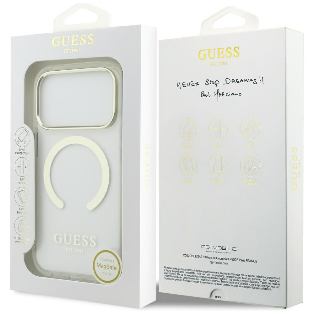 Guess Metal Outline MagSafe-hylster til iPhone 17 Pro - guld
