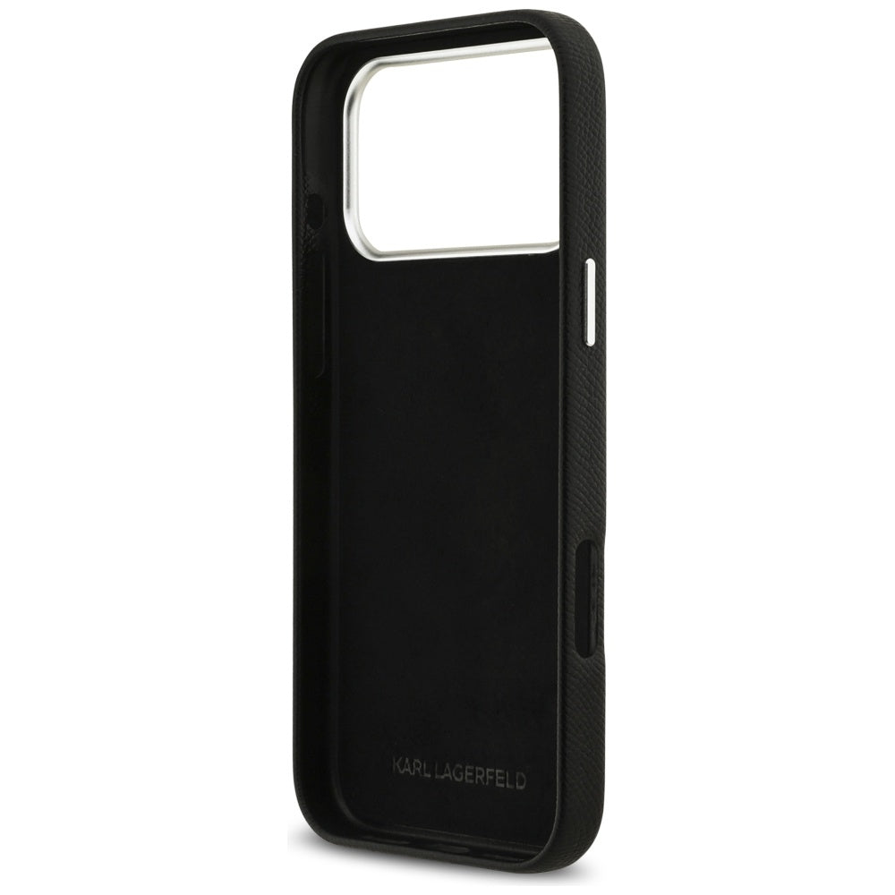 Karl Lagerfeld FW Grained Signature Logo Case til iPhone 17 Pro Max - sort