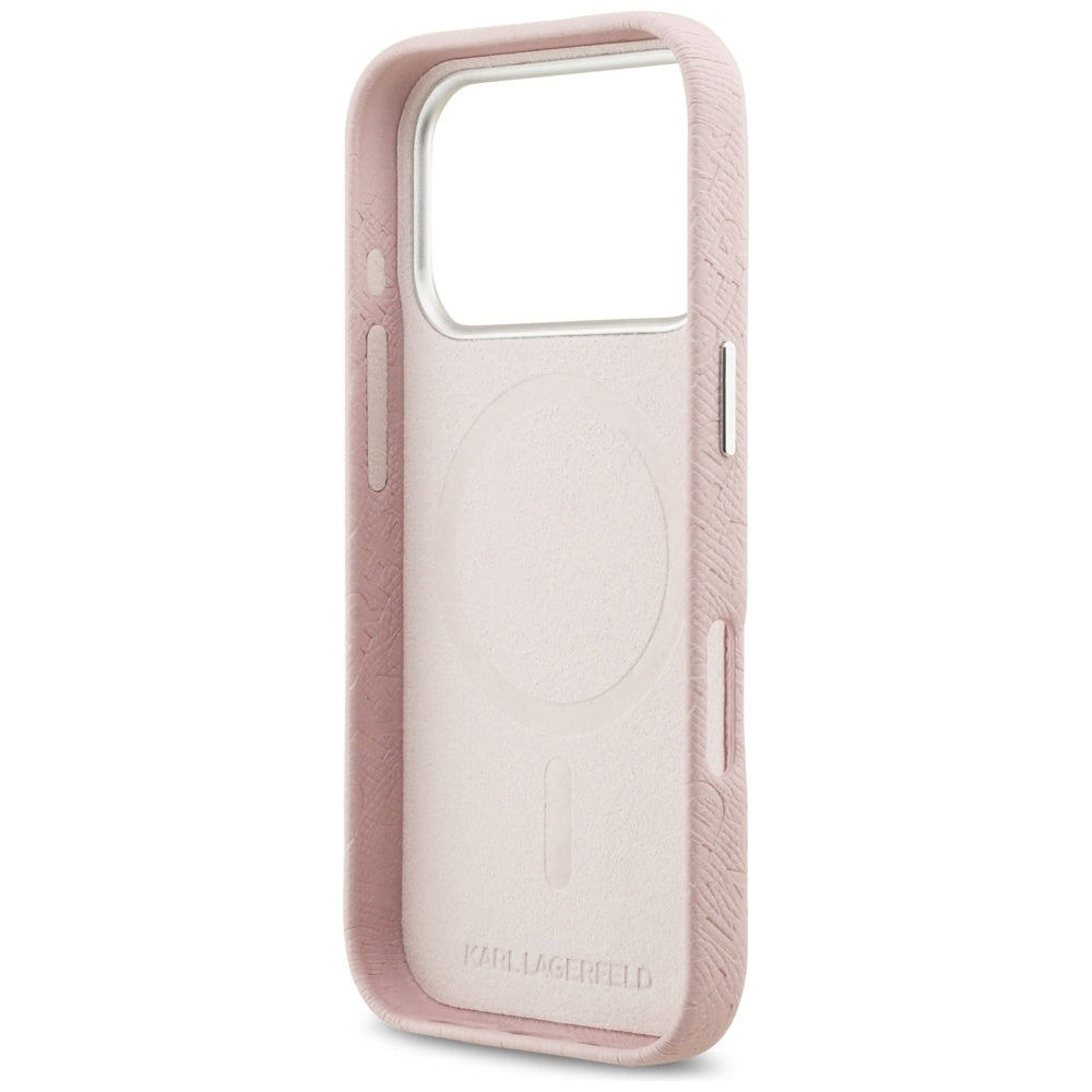 Karl Lagerfeld FW Stemplet Karl MagSafe Case til iPhone 17 Pro - Pink