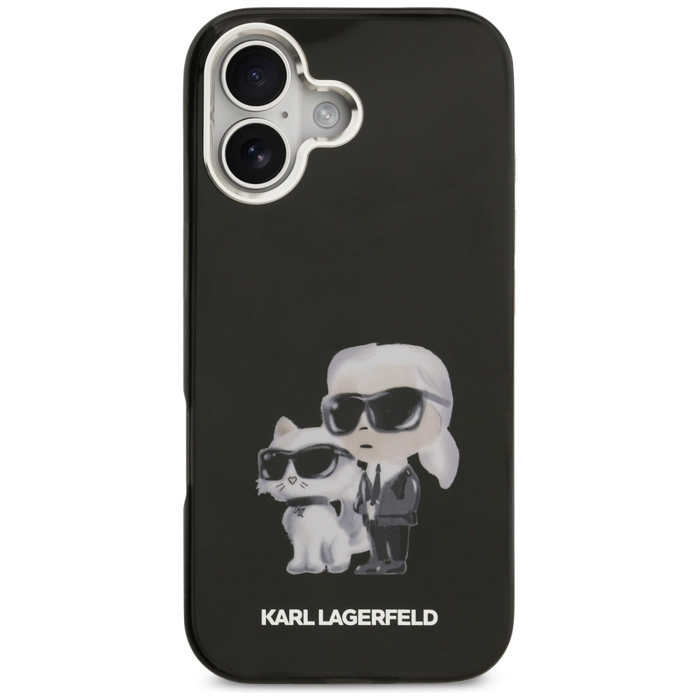 Karl Lagerfeld IML Aquarelle Karl & Choupette & Logo MagSafe Case til iPhone 17 - sort