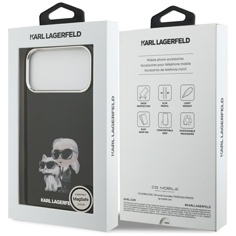 Karl Lagerfeld IML Aquarelle Karl & Choupette & Logo MagSafe Case til iPhone 17 Pro - sort