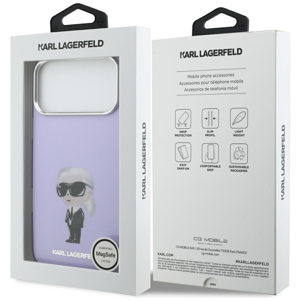 Karl Lagerfeld IML Aquarelle Karl & Choupette & Logo MagSafe Case til iPhone 17 Pro Max - Purple